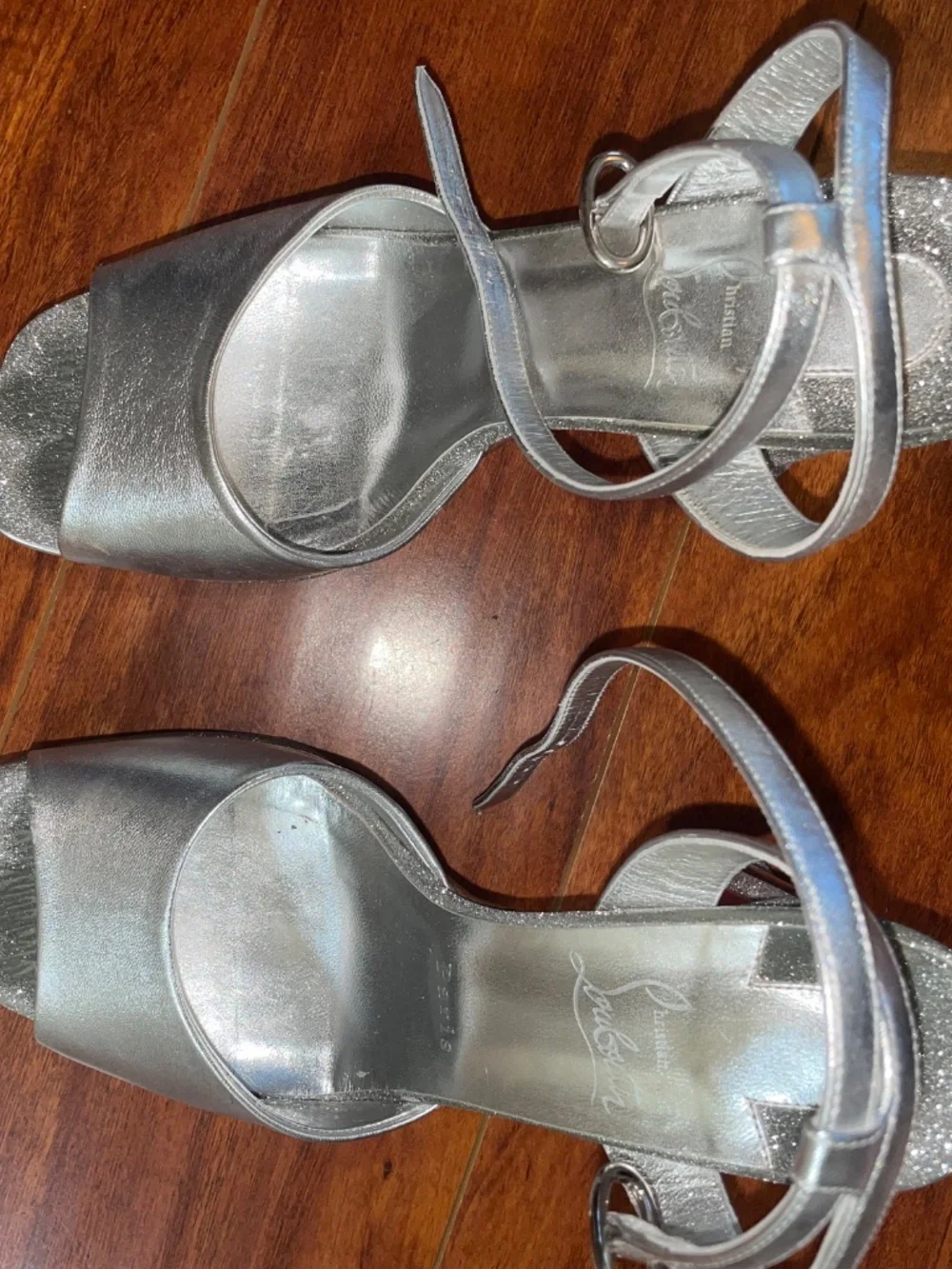 Christian louboutin silver platforms size 39